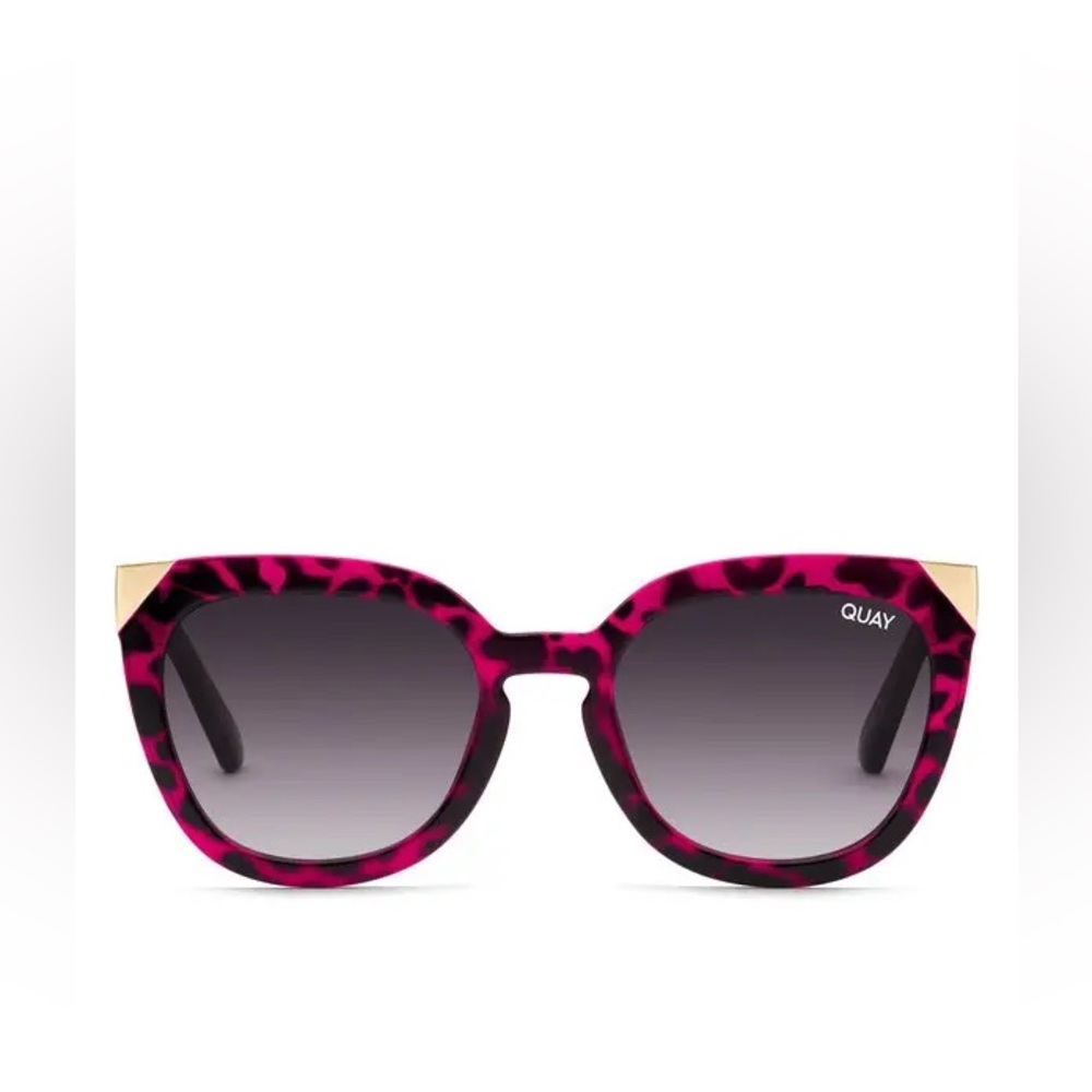 Quay Australia Noosa Metal Sunglasses • Pink Leopard + Gold Cat Eye Detail